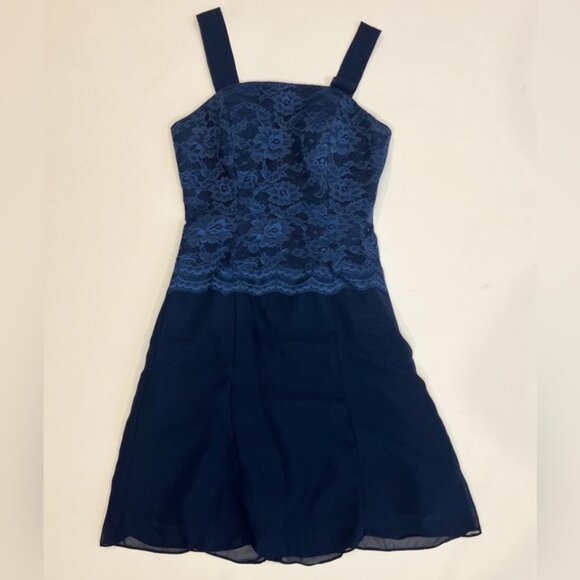 NWT WEDDING DRESS 1/2 Top Lace Party Cocktail Navy Formal Dress A-Line Size 2 - Picture 4 of 10